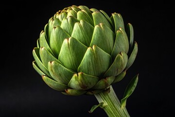 Obraz premium Artichoke display isolated food photography black background close-up nature's design