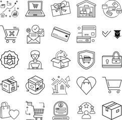 Ecommerce Icons Shopping Cart, Delivery, Payment, Security, and More