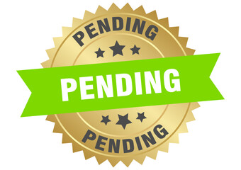 pending. pending round green and gold label isolated on transparent background