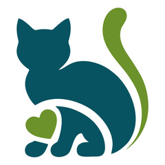 Minimalist cat rescue logo with a hand cradling a kitten silhouette. Perfect for pet adoption services, shelters, and humane organizations.