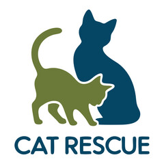 Modern cat rescue logo with a paw print and feline face. Great for pet welfare organizations, animal charities, and adoption campaigns.