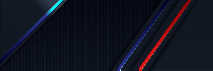 Fototapeta premium Abstract dark background with diagonal lines, website banner design
