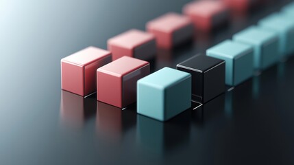 Colorful Cubes Arranged in a Line