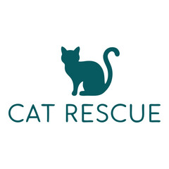 Minimalist cat rescue emblem with a paw print and a tiny kitten silhouette inside. Perfect for pet rescue organizations, animal protection groups, and adoption initiatives.
