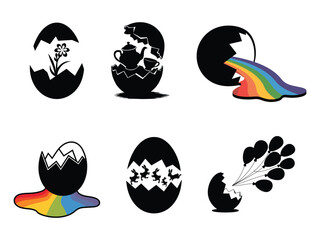 Cracked Eggshell Silhouettes with Easter Bunny and Chick Surprises
