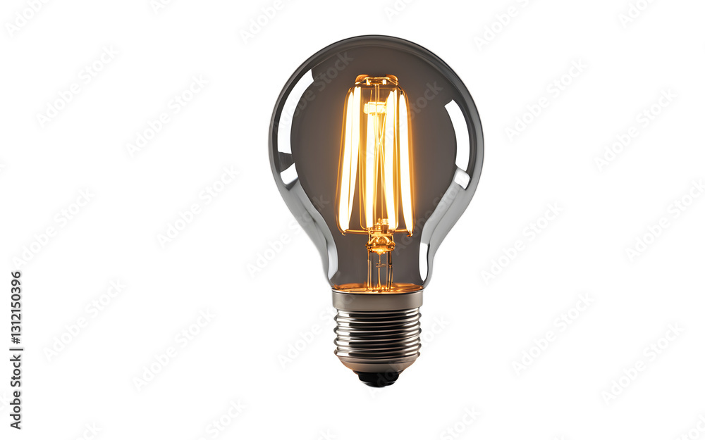 Poster a modern led light bulb emitting a warm glow, isolated on a empty plain background