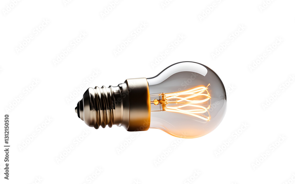 Poster a modern led light bulb emitting a warm glow, isolated on a empty plain background