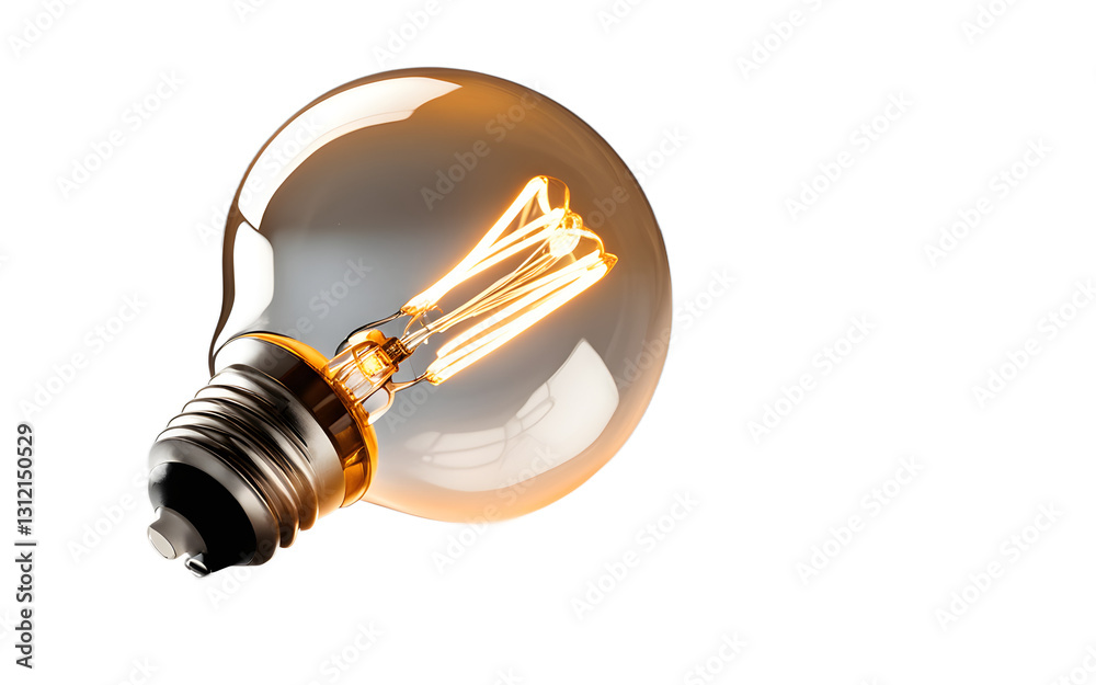 Poster a modern led light bulb emitting a warm glow, isolated on a empty plain background