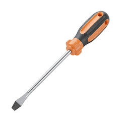 Flat Screwdriver Icon with 3D Straight Grip for Toolkits