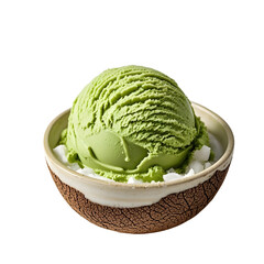 Matcha & Coconut Ice Cream in a  Bowl &ndash; _A luxurious scoop of matcha and coconut ice cream served in