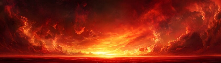 Obraz premium Fiery Sunset Over a Crimson Sea Landscape