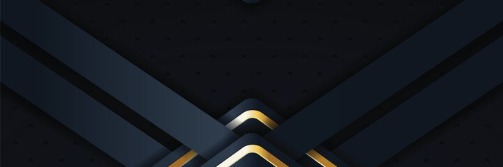Abstract dark background with gold accents, geometric shapes, and textured pattern; website design