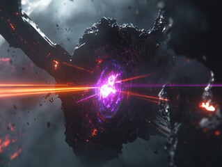 Cosmic energy surge ignites a mysterious portal in a desolate extraterrestrial landscape. Generative AI