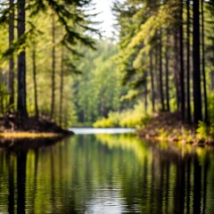 Obraz premium High-resolution photograph of forest near a lake abstract, a minimalist background, focusing on detail and texture
