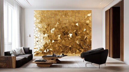 Modern living room with gold wall art (1)