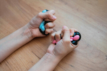 Taba paws blue and pink colorful toys anti stress squish on hand child.