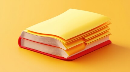 Bright Yellow Sticky Notes on Red Book
