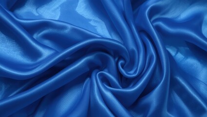 Obraz premium Textured Blue Satin Fabric with Shiny Finish and Soft Drapery for Elegant Design Background