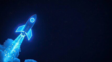 Fototapeta premium Futuristic Rocket Launching into Space Digital Data Stream