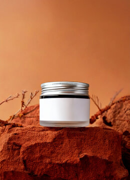A jar of cosmetic moisturizer cream isolated on a minimal background