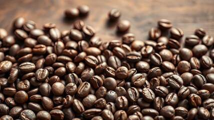 Obraz premium Roasted Coffee Beans Dark Brown Closeup Food Background Texture