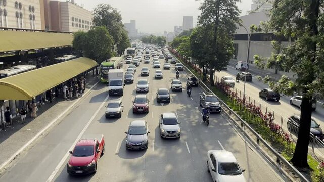 Feb 28, 2025. Rush hour at Tatuape, a Neighborhood in S&atilde;o Paulo, Brazil.