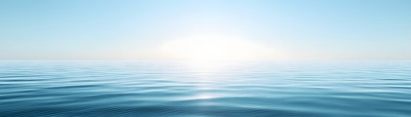 Obraz premium Calm ocean water meets the light blue horizon gracefully