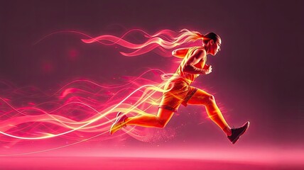 Dynamic Athlete Running Energy Burst Motion Blur Fitness Sport