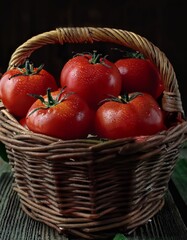 Fresh Red Tomatoes in a Wicker Basket Smooth