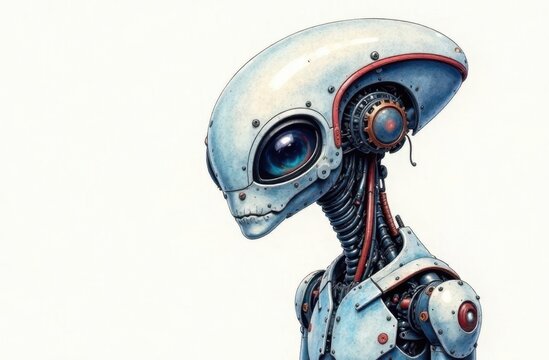 Futuristic alien robot with intricate design and vivid details