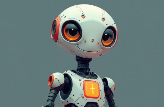 Futuristic alien robot character with vibrant features and unique design