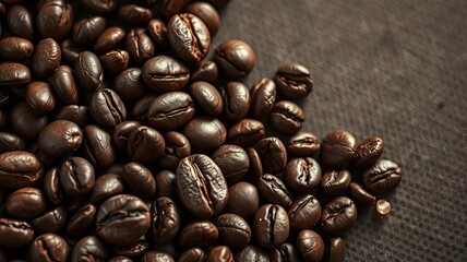 Fototapeta premium Roasted Coffee Beans Dark Brown Close Up Texture Food Drink