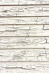 Weathered White Wooden Siding with Cracked Paint and Horizontal Lines