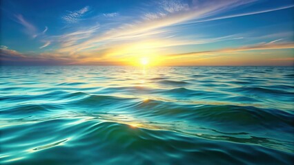 Obraz premium A serene wavy background with soft blue and green hues, reminiscent of a peaceful ocean at sunset , water, sunset, water