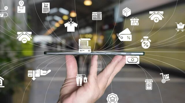 Omni channel technology of online retail business method. Multichannel marketing on social media network platform offer service of internet payment channel, online retail shopping and omni digital app - Powered by Adobe