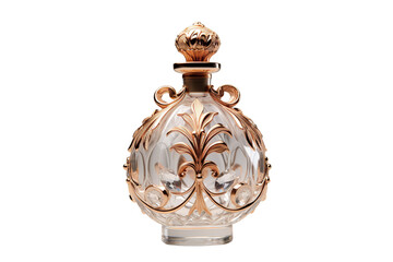 Elegant glass decanter with intricate gold detailing, perfect for serving fine spirits.