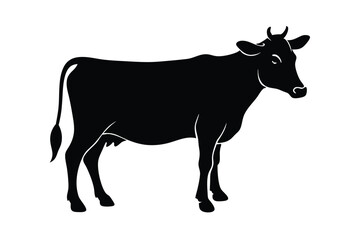Silhouette of cow vector illustration.