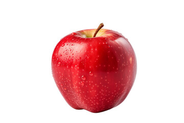 A fresh red apple with water droplets, showcasing its vibrant color and smooth texture, ideal for healthy eating.