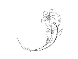 Continuous one line drawing of a piece hibiscus flower. Rose mallow  in single line draw illustration. Editable stroke.