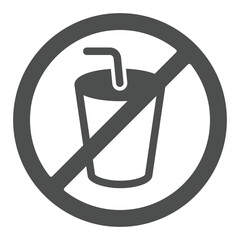 Drinks forbidden solid icon, drinking beverages prohibited concept. Vector graphics. Coffee cup sign on white background, glyph style icon for mobile or web design.