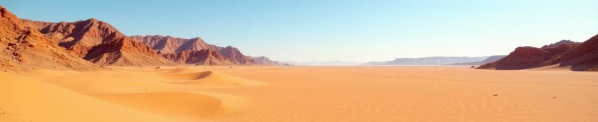 Fototapeta premium Desert landscape with rocky hills and sand dunes, desert, isolation, landscape