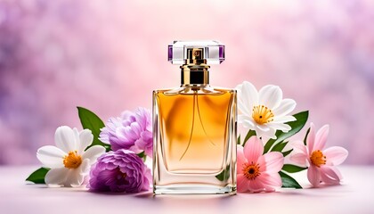 bottle of perfume and flower