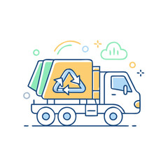 Garbage truck icon, symbolizing city services, ecology, and logistics