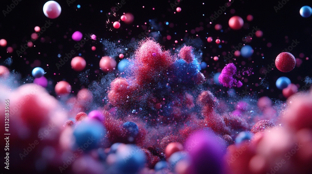 Poster collection of colorful balls suspended in the air creating a playful and dynamic visual display of m