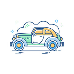 Vintage car icon, symbolizing retro style, history, and luxury