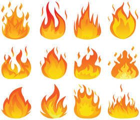 Set of Fire flame icon camfire symbol vector illustrasion. 