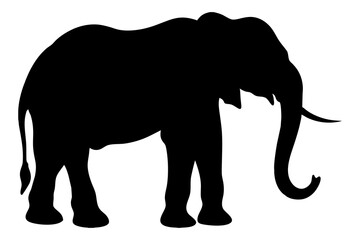 Obraz premium Black Silhouette of an Elephant Walking - Vector Illustration for Logos, Stickers, and Designs