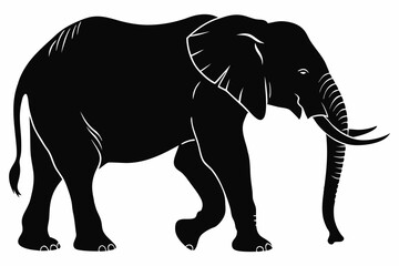 Fototapeta premium Black Silhouette of an Elephant Walking - Vector Illustration for Logos, Stickers, and Designs