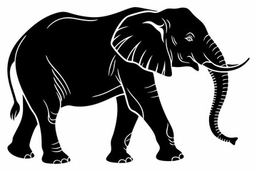Fototapeta premium Black Silhouette of an Elephant Walking - Vector Illustration for Logos, Stickers, and Designs