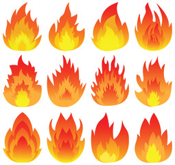 Set of Fire flame icon camfire symbol vector illustrasion. 